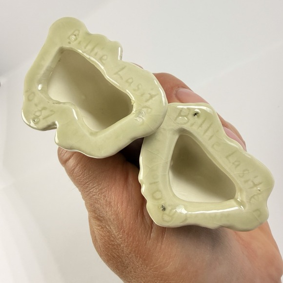 Vintage 1980s Handcrafted Ceramic Ghost Figurines Pair Halloween Decor - Picture 3 of 6